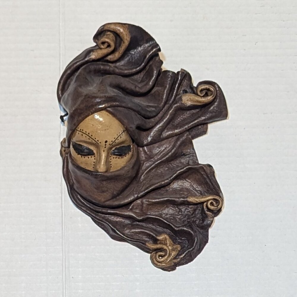 Brown Tan leather Turkish Female Wall Mask Decor